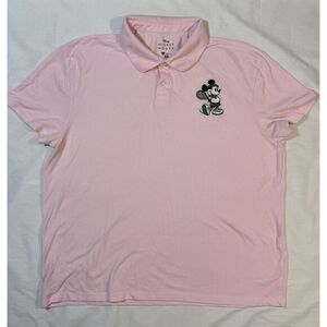 Disney Men's Mickey Mouse Classic Knit Polos‎ XXL Pink Embroidered Logo
